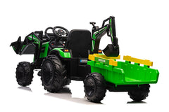 2023 Farm Tractor 24V Kids Ride On Car with Tipper and Shovel/Digger -Kids On Wheelz