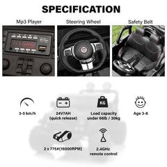 24V Jeep Wrangler  2 Seater Classic Ride on Car Toy with Remote Control and MP3 Player