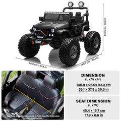 Lifted Monster Jeep 24V 2 Seater Classic Ride on Car with Remote Control, Leather Seat and EVA Tires