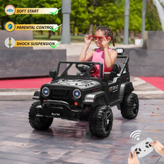 Jeep 12V Kids Ride On Car Toy with Open Doors, Realistic Lights and Remote Control -VOLTZ TOYS