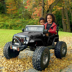 Lifted Monster Jeep 24V 2 Seater Classic Ride on Car with Remote Control, Leather Seat and EVA Tires