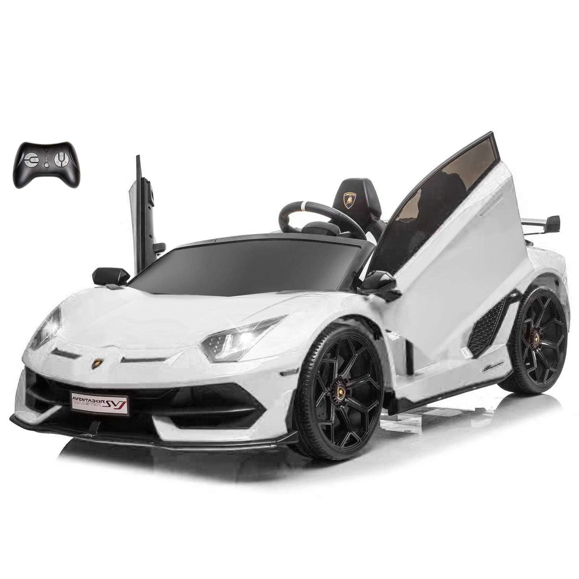 Lamborghini Aventador SVJ 24V 2 Seater Ride on Car with Remote Control and Drift Function Voltz Toys White